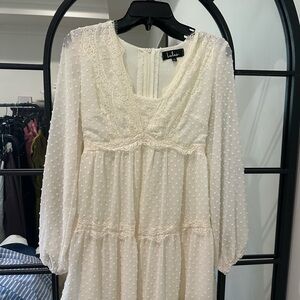 Lulu's Ivory Lace Long Sleeve Dress